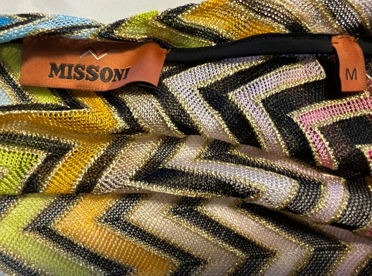 Missoni Multicolour Zigzag Metallic Knit Short Kaftan – Size M ladies