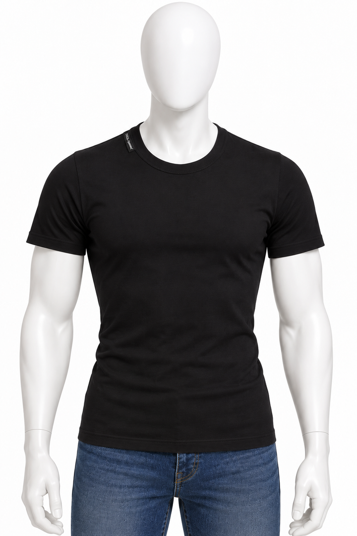 Dolce & Gabbana Men’s Black Fitted Cotton T-Shirt – Size IT 48 men