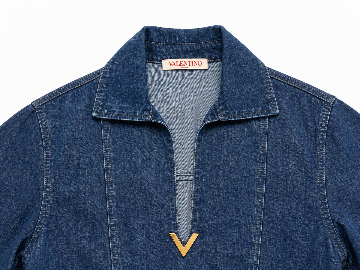 Valentino Garavani VGold Cotton Chambray Mini Dress ladies