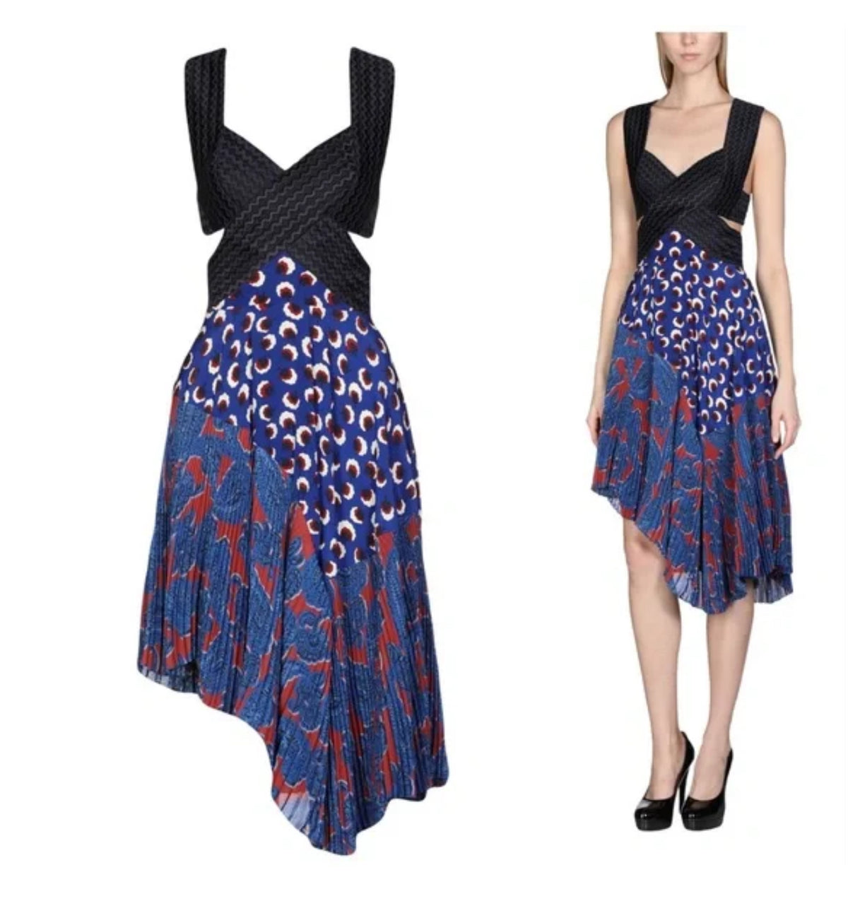 Stella McCartney Plisse asymmetric Cut Out dress I 36 XXS UK 4 US 0 ladies