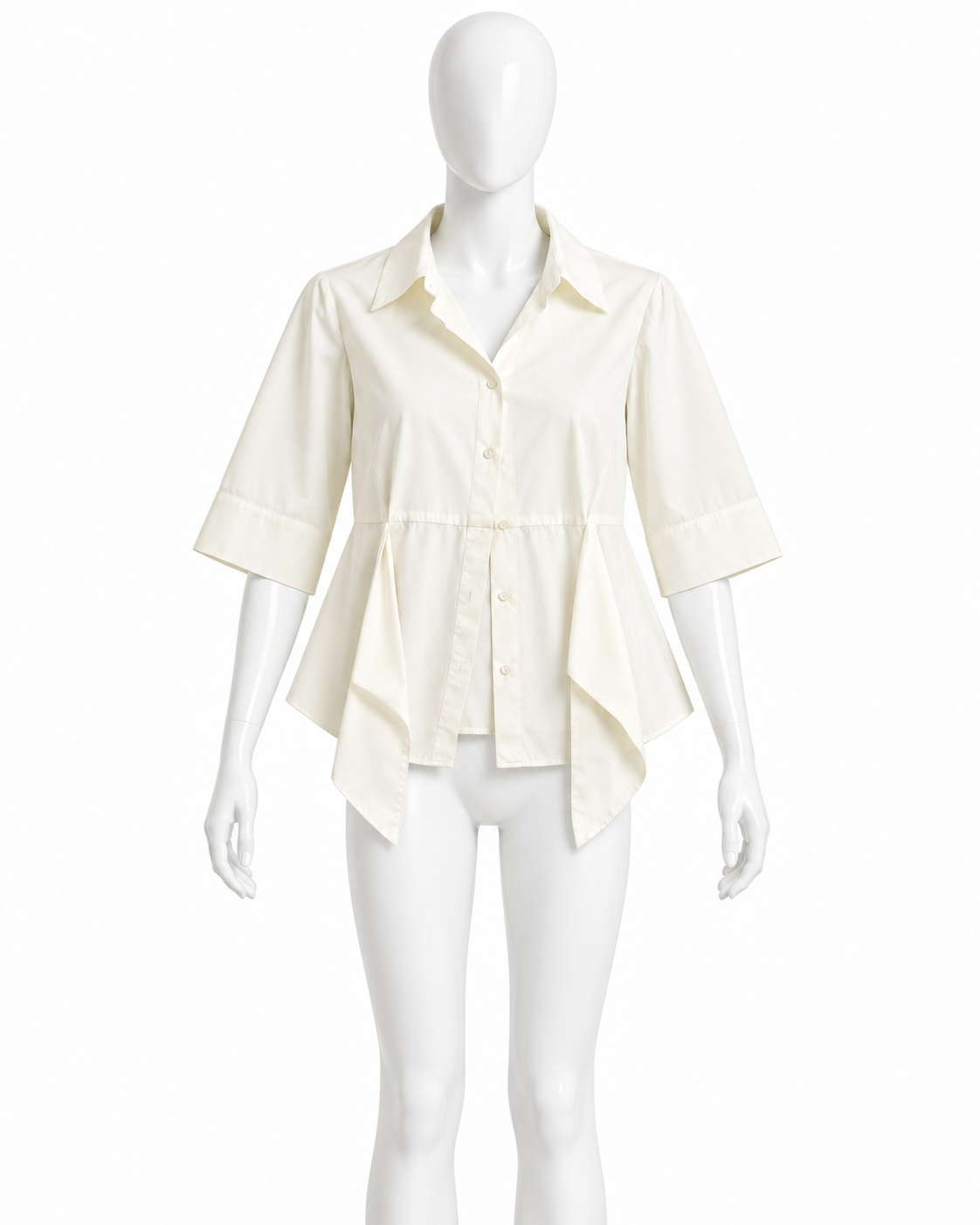 Ivory Cotton Asymmetric Shirt ladies