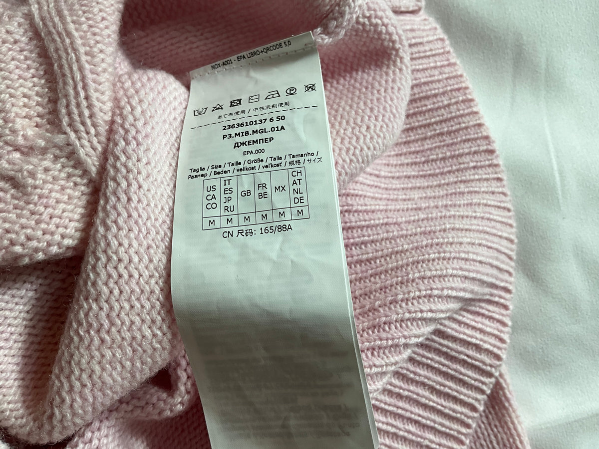 Max Mara Pink Cable Knit V neck Sweater Jumper Size M medium ladies