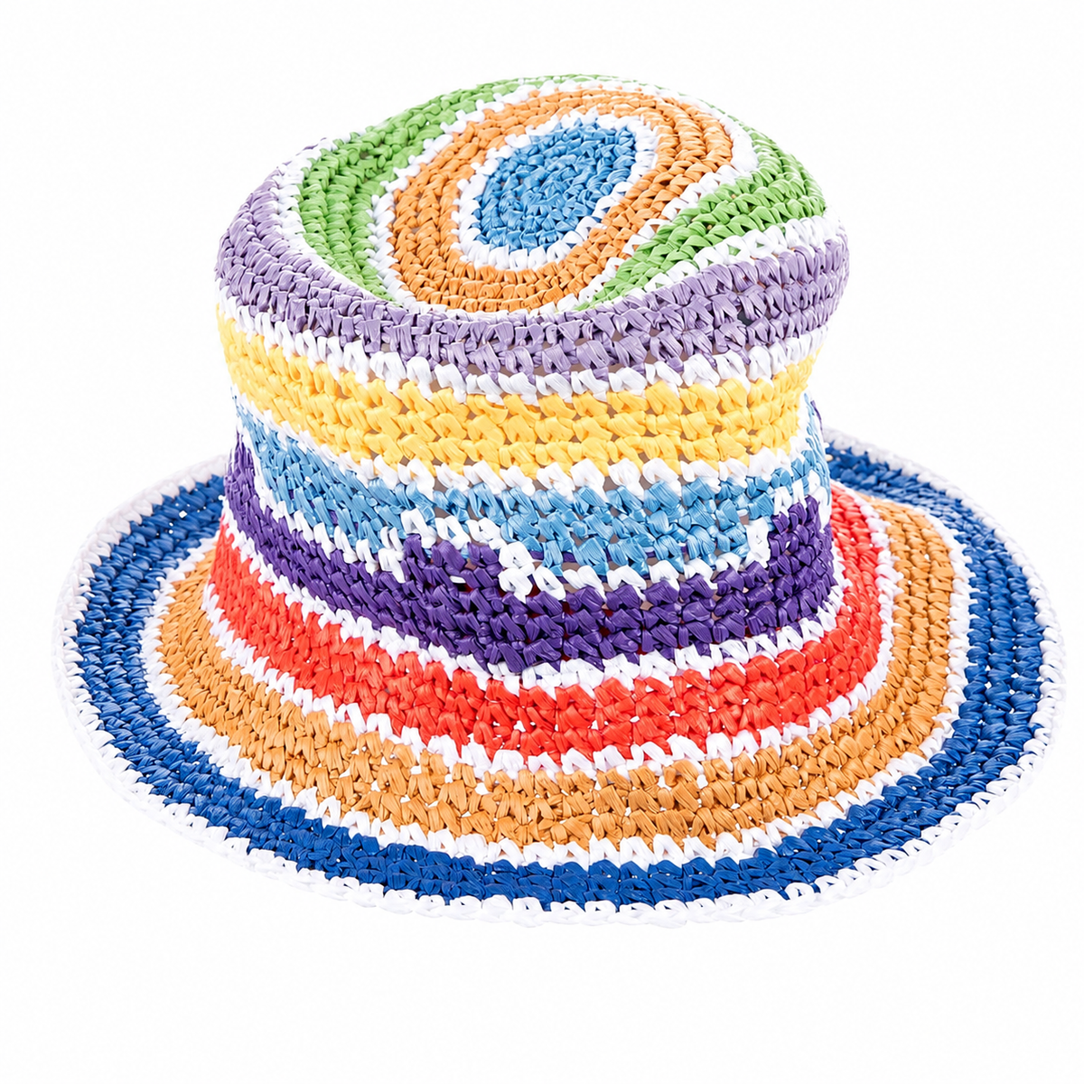 MISSONI Rainbow Printed Crochet Bucket Hat Ladies