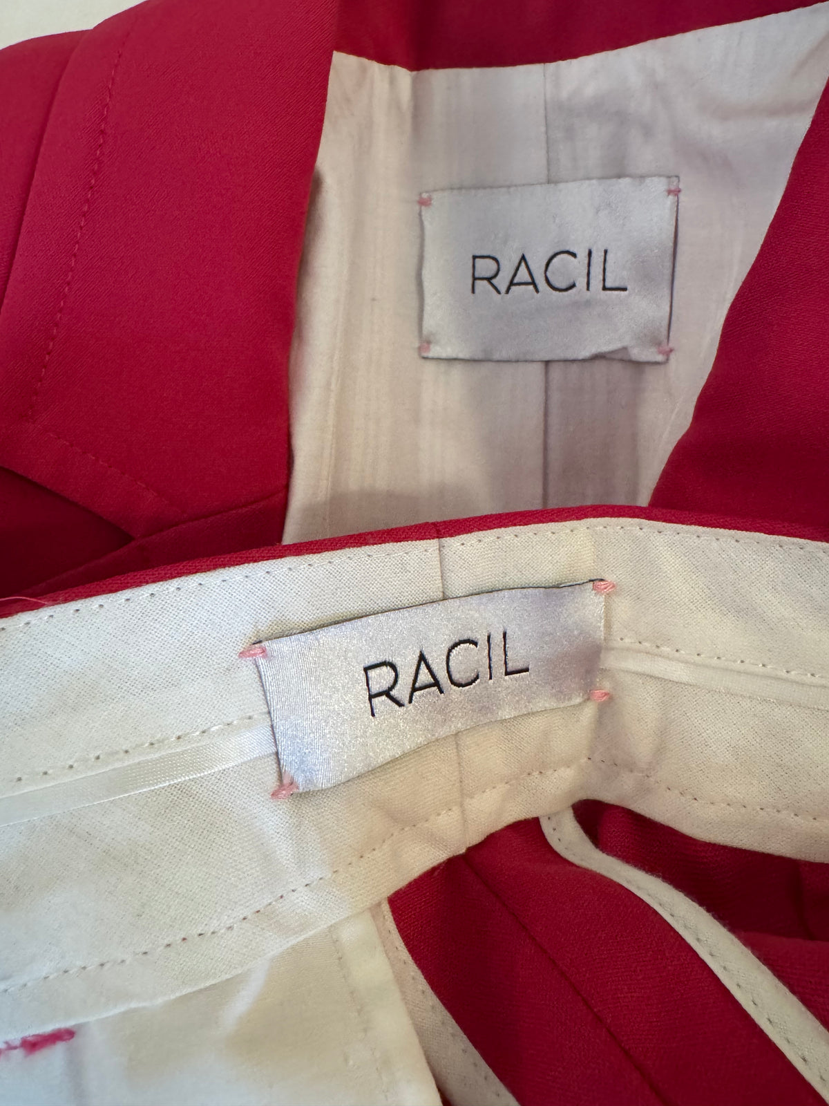Racil Barbie Pink Wool 2-Pieces Pants Suit Size F36-38 ladies