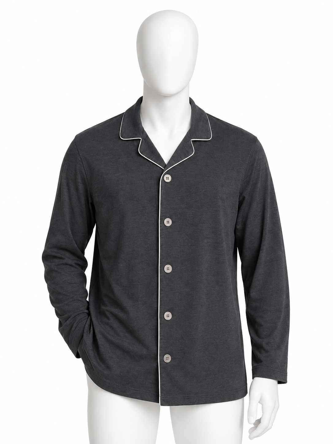 Derek Rose Charcoal Grey Long Sleeve Pyjama Shirt – Size M men