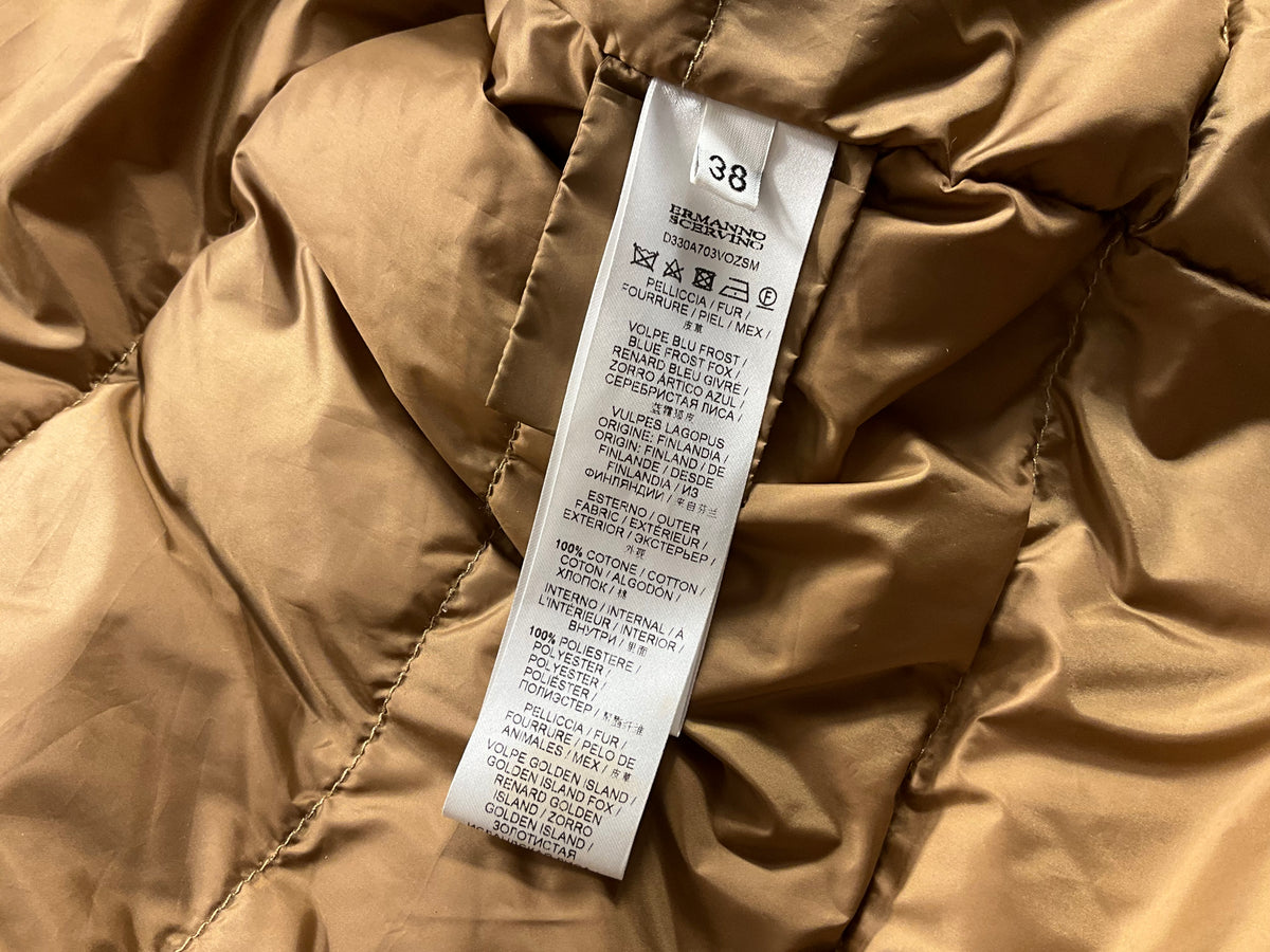 ERMANNO SCERVINO Brown Fur Parka Down Feathers Jacket Size 38 XS ladies