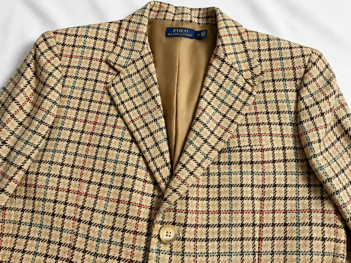 Polo Ralph Lauren Linen & Silk Checked Blazer – Size US 8 ladies