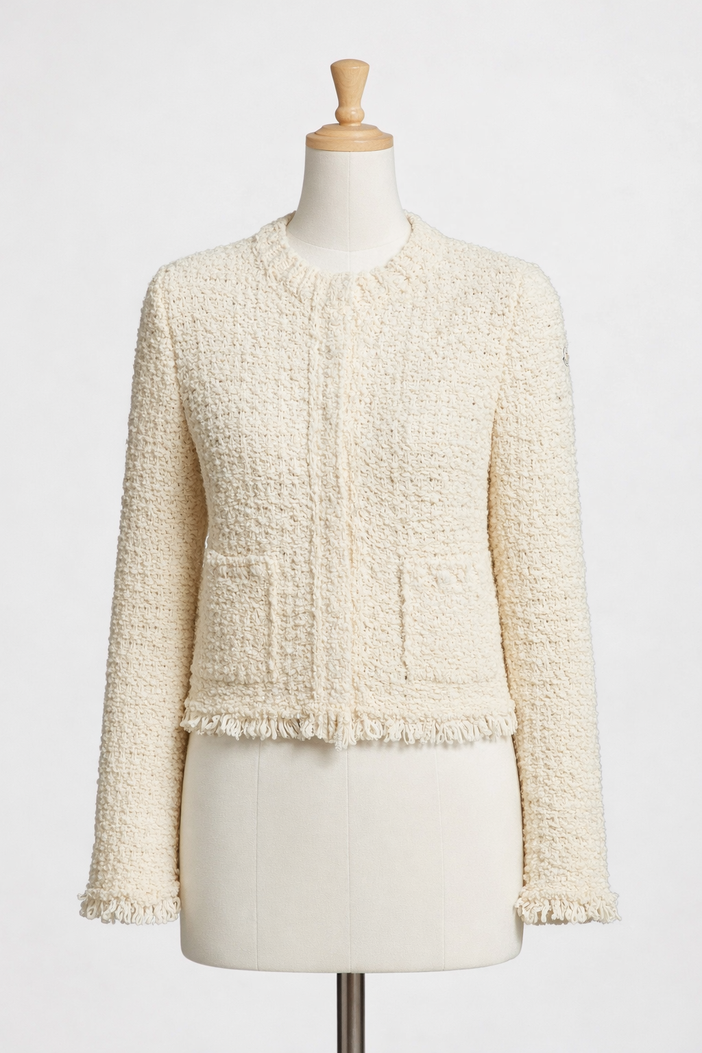 Moncler Tweed Fringe Blazer Jacket Size M medium ladies