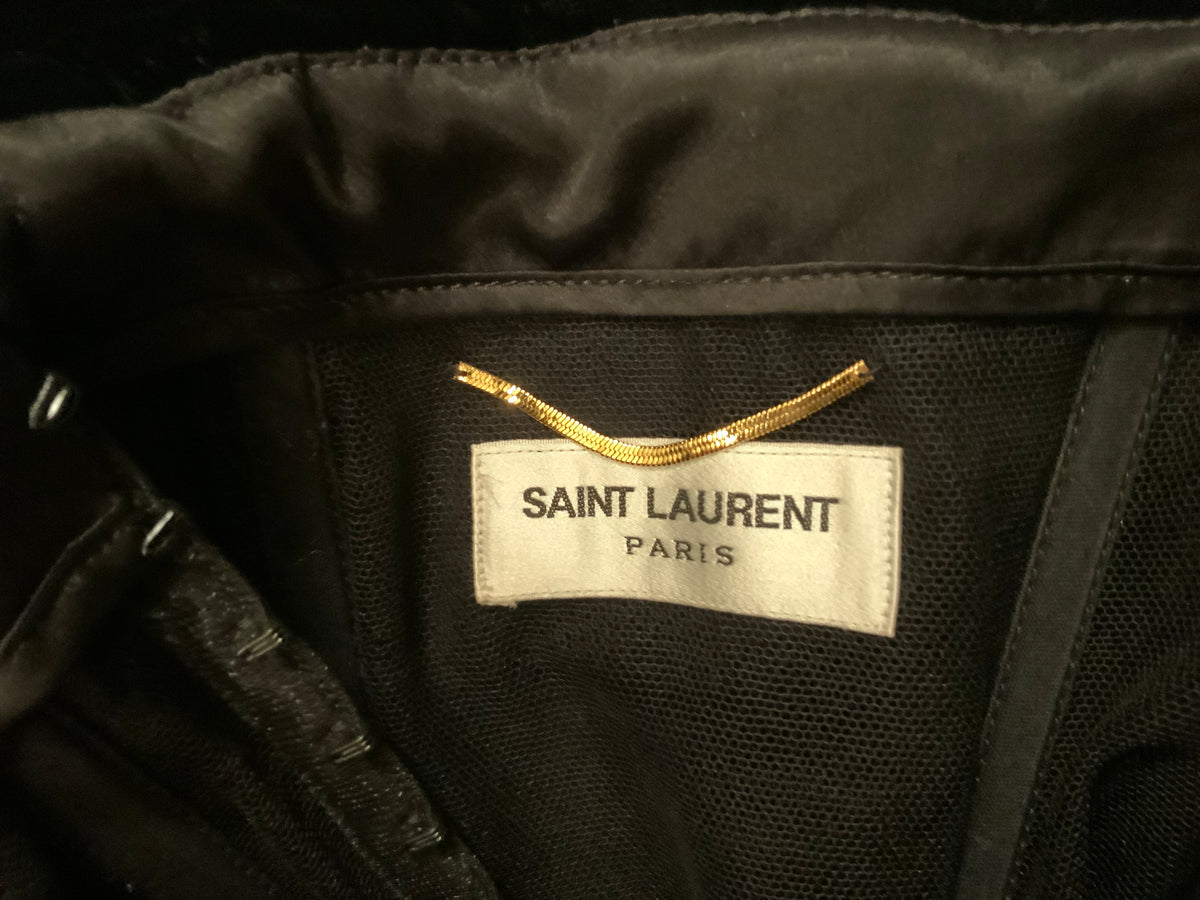 Saint Laurent Paris Velvet Crystals Mini Strapless Dress Size F 40 ladies