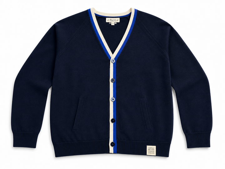Bonpoint Navy Blue V-Neck Knit Cardigan – 8 Years children