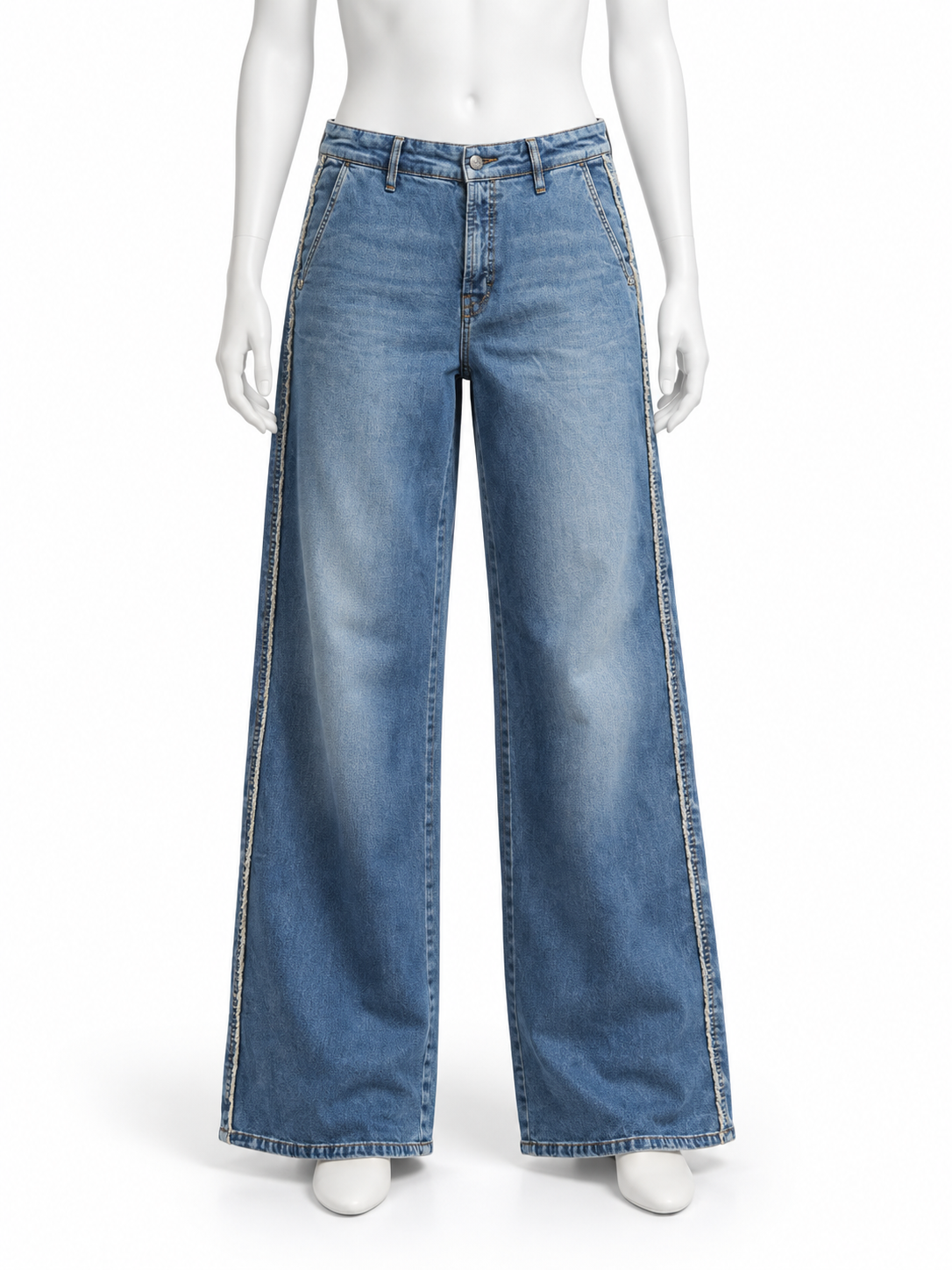 Cambio Wide-Leg Blue Denim Jeans – Italian Fabric ladies