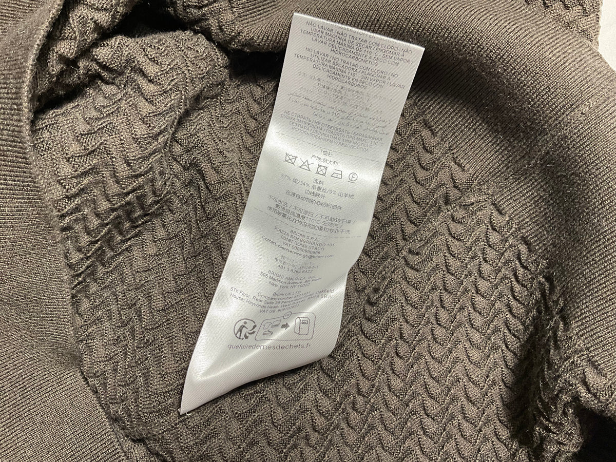 Brioni Men’s Luxury Cotton Silk Cashmere Woven Long Sleeve Polo Sweater – Size IT 50 / L men