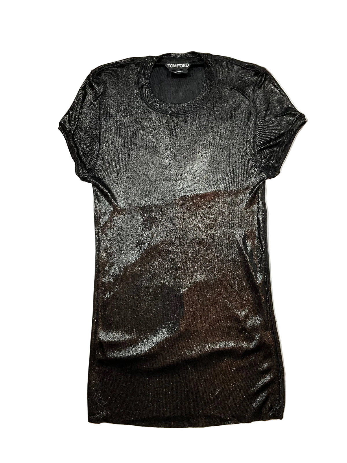 Tom Ford Black Shiny Silky T shirt Size M medium ladies