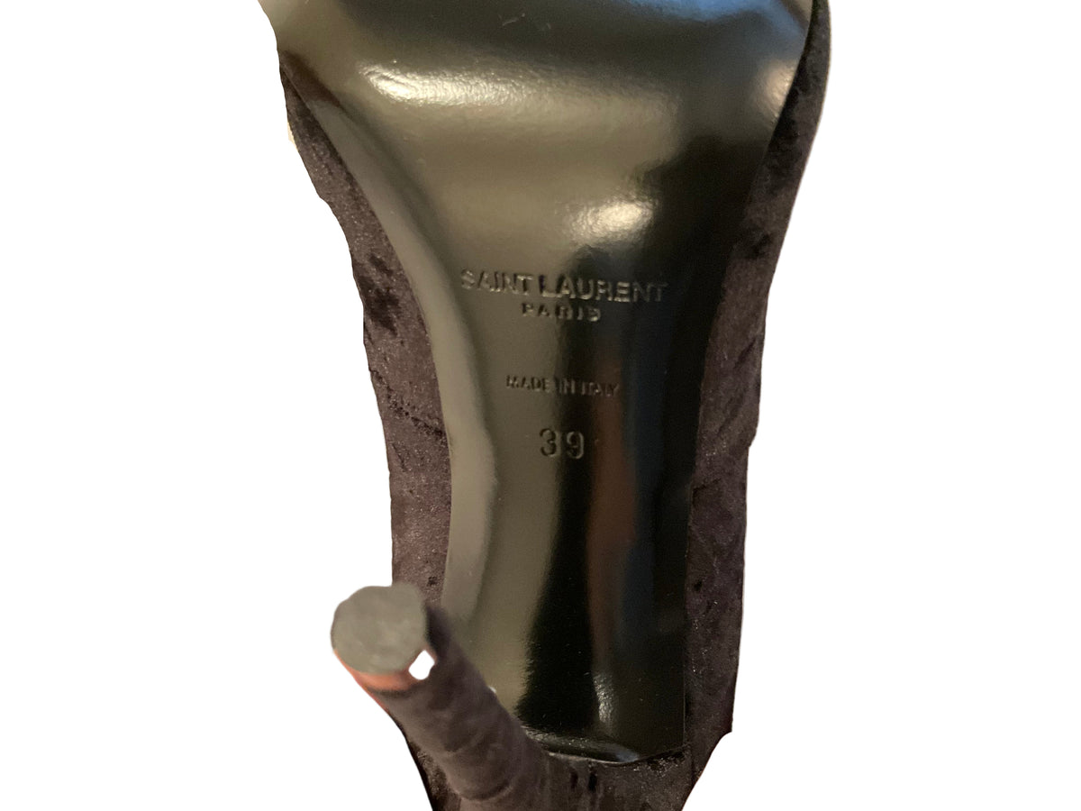 Saint Laurent Talia 110 Velvet Knee-High Boots Size 39 ladies