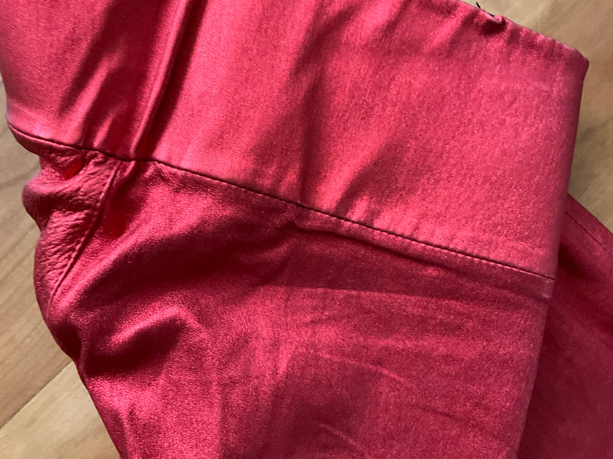 Sprwmn Red Metallic Leather High-Waisted Leggings Pants Trousers Size S small ladies