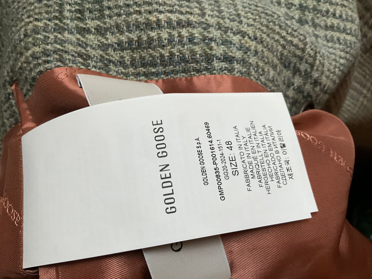 GOLDEN GOOSE Double-Breasted Checked Jacket Coat Size 48 Men