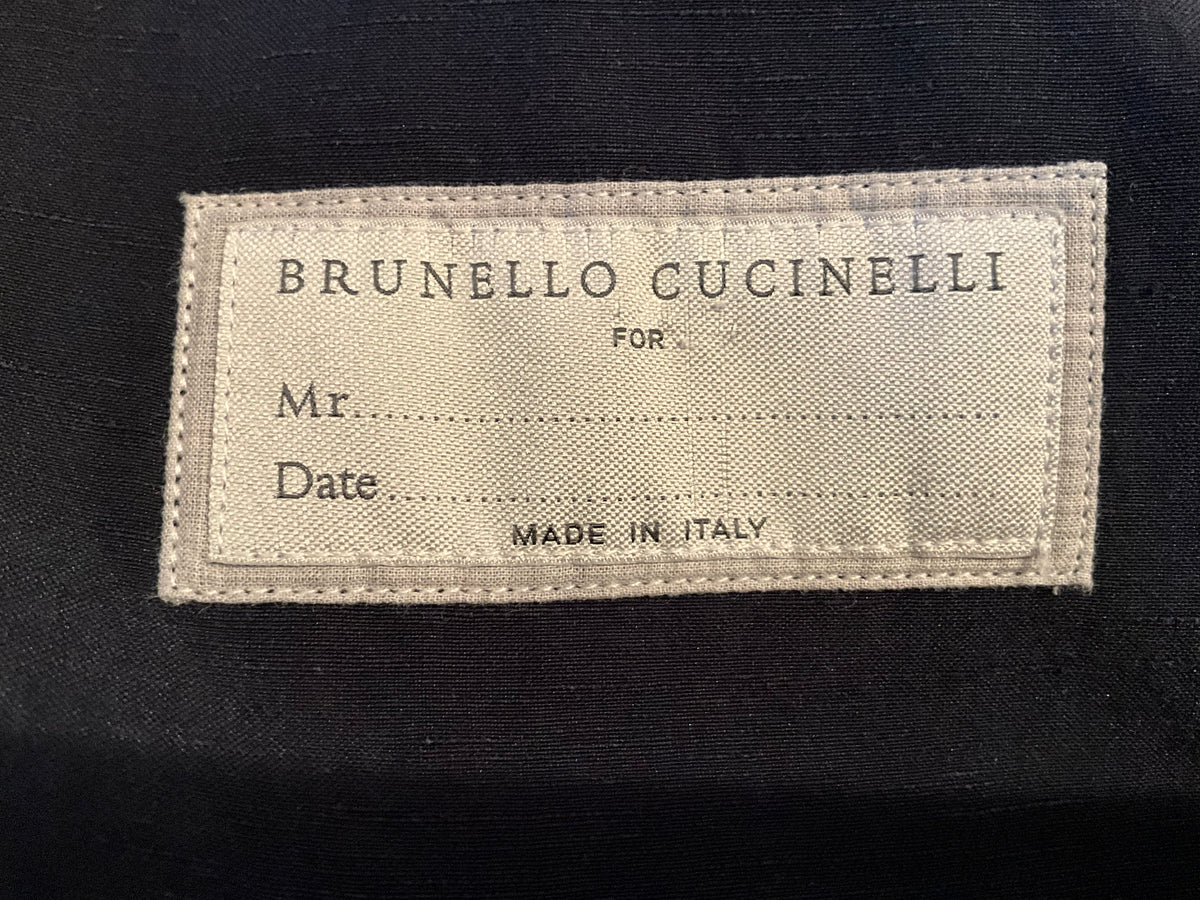 Brunello Cucinelli navy blue linen & silk suit blazer size 48 men