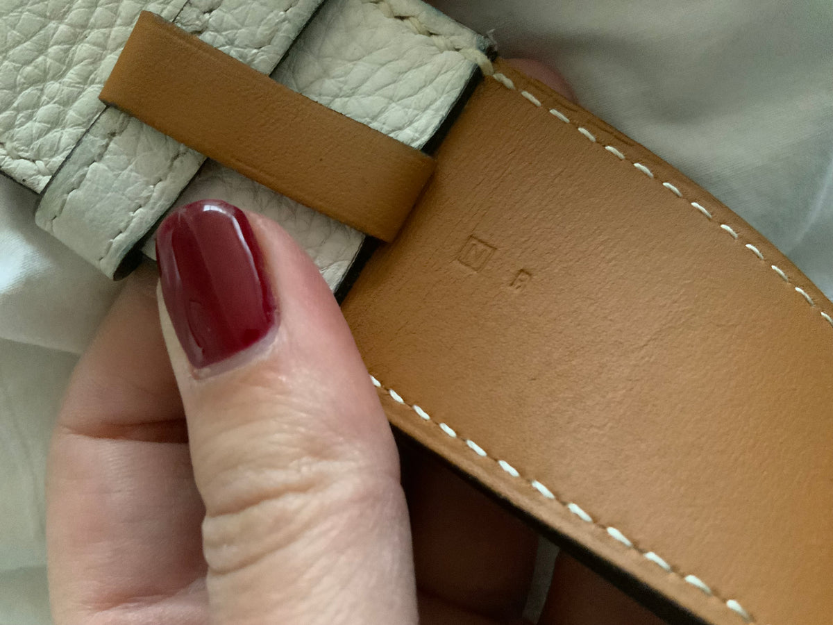 Hermès HERMES Mens Blanc Taurillon Clemence Leather Etriviere Belt Size 40 men