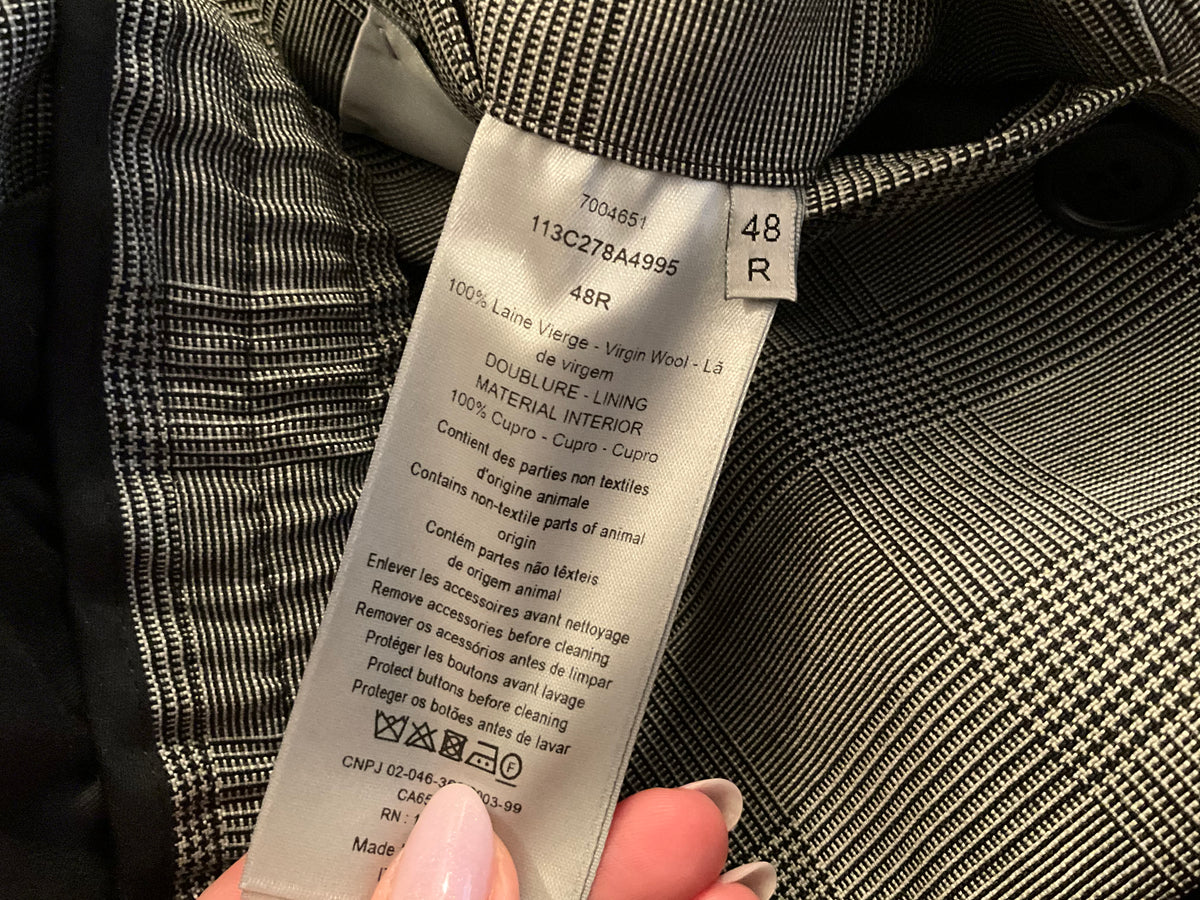 Dior Virgin Wool Check CD Icon Two-Piece Set Suit Size 48-jacket Size 50-trousers men