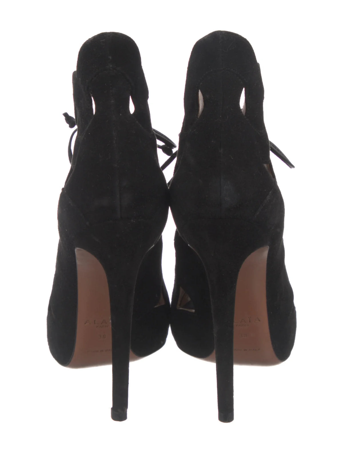 Azzedine Alaïa Black Suede leather ankle boots booties heels Size 37 1/2 UK 4.5 ladies