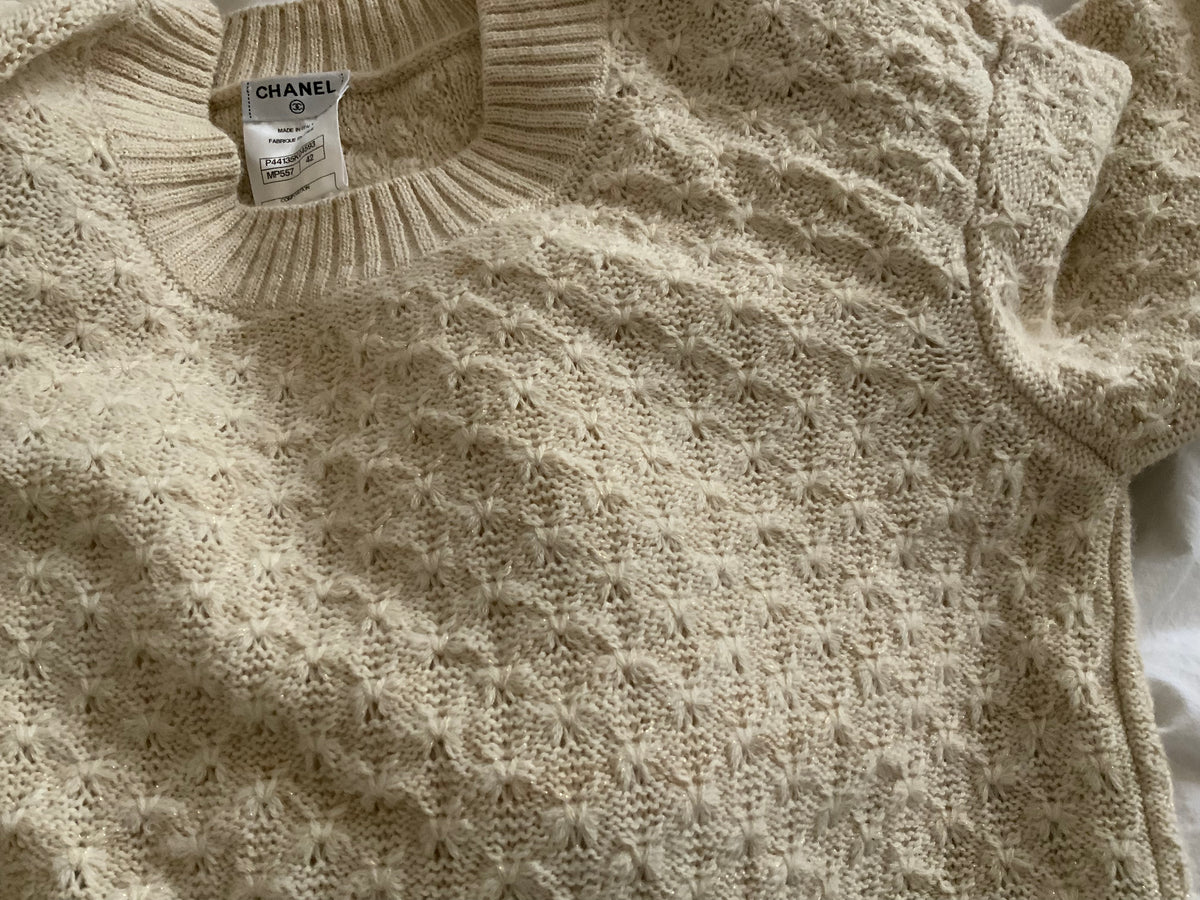 CHANEL Bombay Alpaca Including Scarf Knit Open Sweater Jumper F 42 UK 14 US 10 ladies