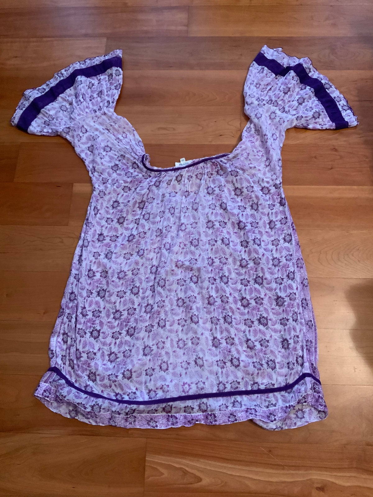 Poupette St. Barth Women's Floral Purple Dress Blouse Size 0 S ladies