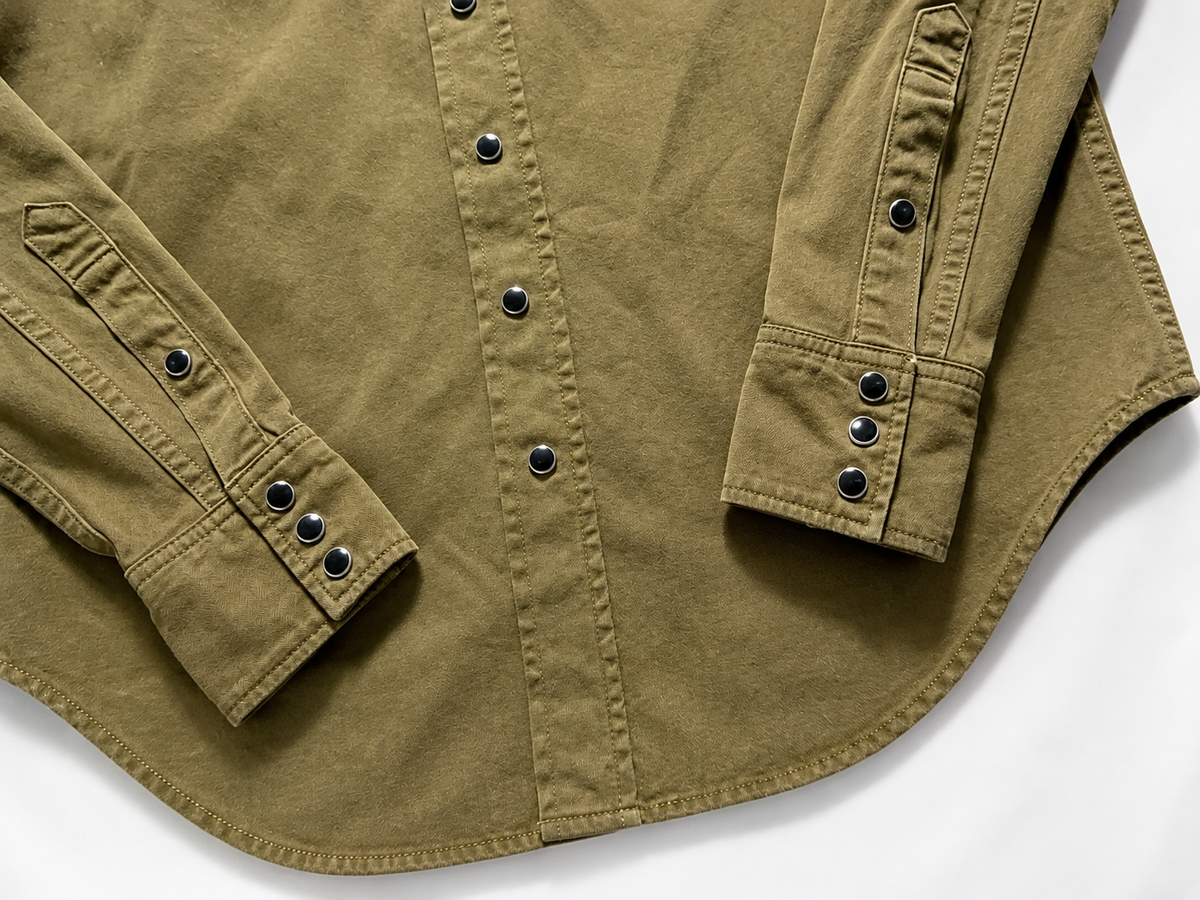 Saint Laurent Distressed Classic Stonewashed Denim Western Shirt – Khaki – Medium men