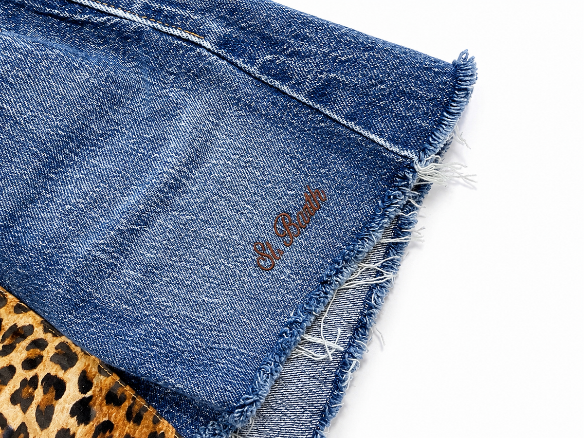 MC2 Saint Barth Leopard-Print Denim Shorts size W34 ladies