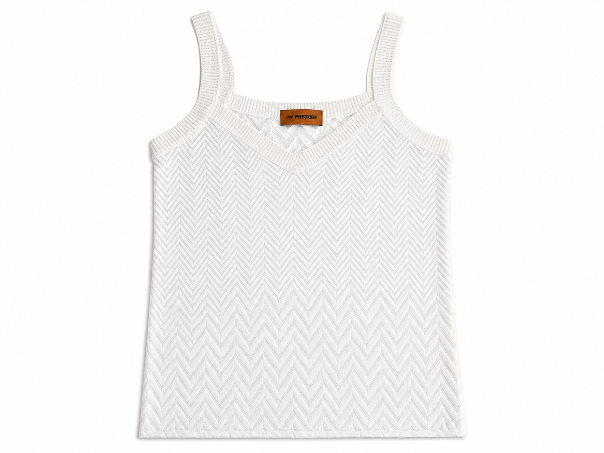 Missoni Chevron Knit Tank Top – White I 42 Ladies