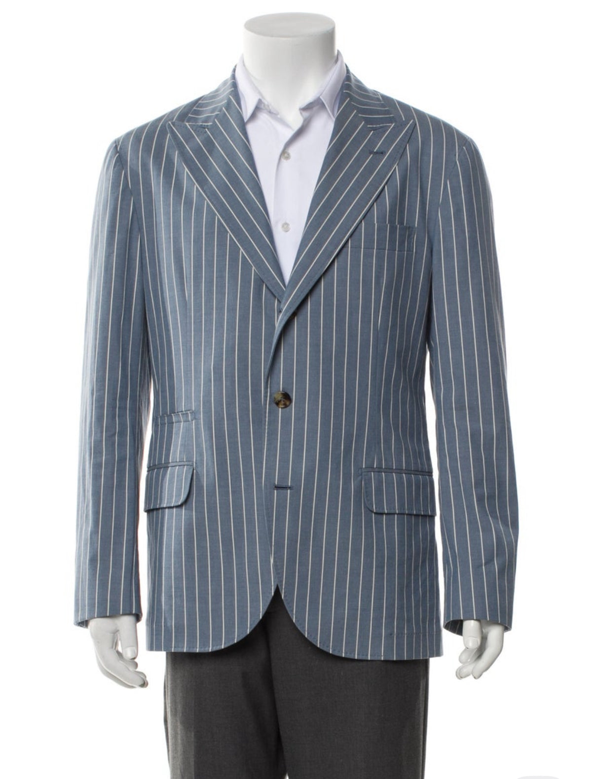 Brunello Cucinelli single-breasted striped blazer jacket size 48 men
