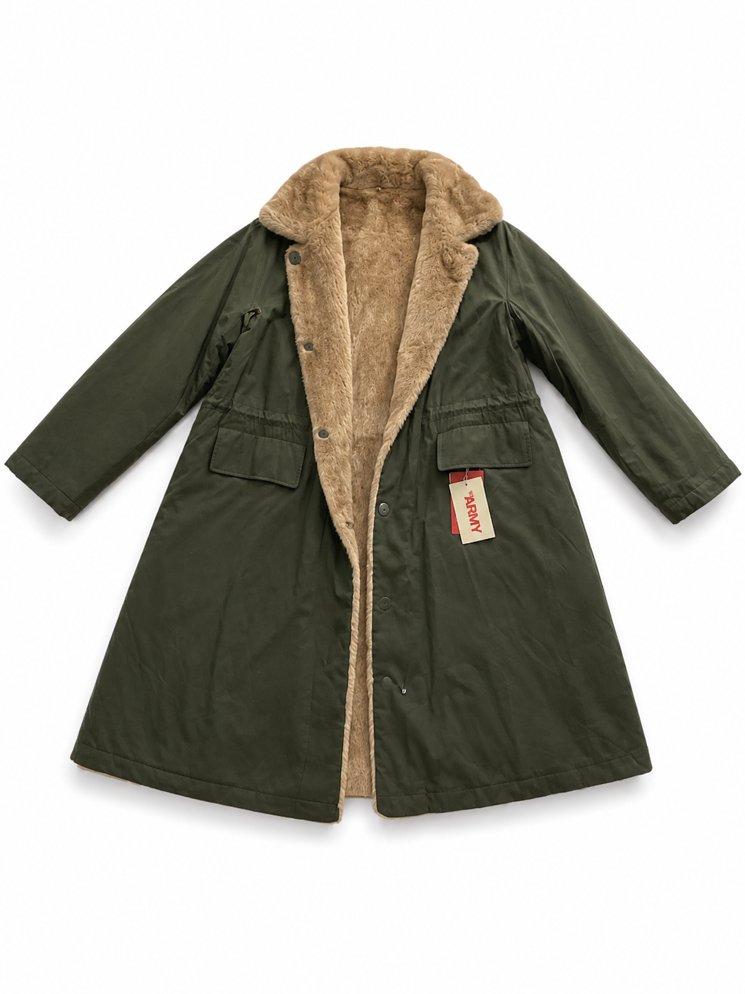 Yves Salomon Army Reversible Mink Fur & Technical Fabric Parka Coat – Khaki / Pastel – Size FR 32 ladies