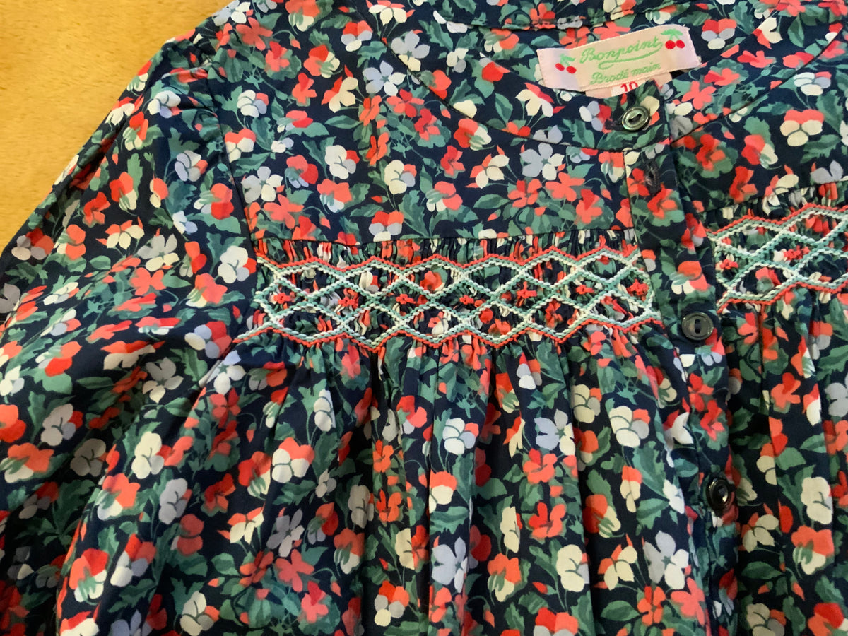 BONPOINT Girls’ Flowers Liberty Print Hand Embroidered BLOUSE SIZE 10 YEARS children