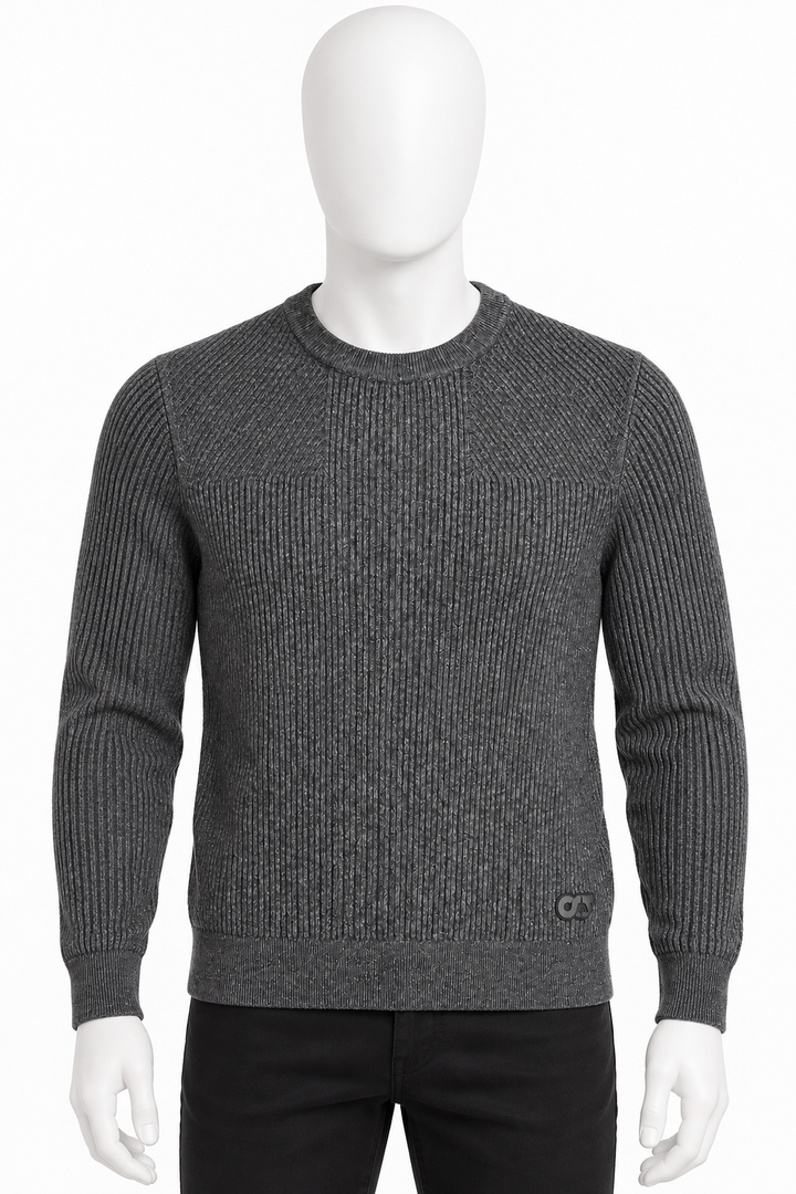 AlphaTauri Grey 3D Ribbed Knit Wool & Cashmere Jumper – Size S men
