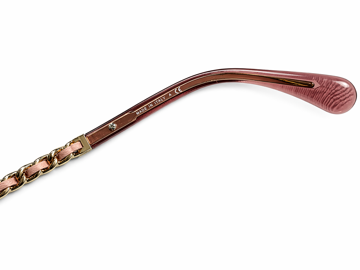 CHANEL Pink Leather CC Aviator Pilot Winter Sunglasses - 4219