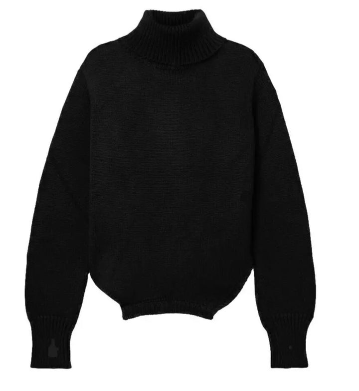 MONSE Upside Down Oversized Cutout Merino Wool Turtleneck Sweater In Black XS ladies