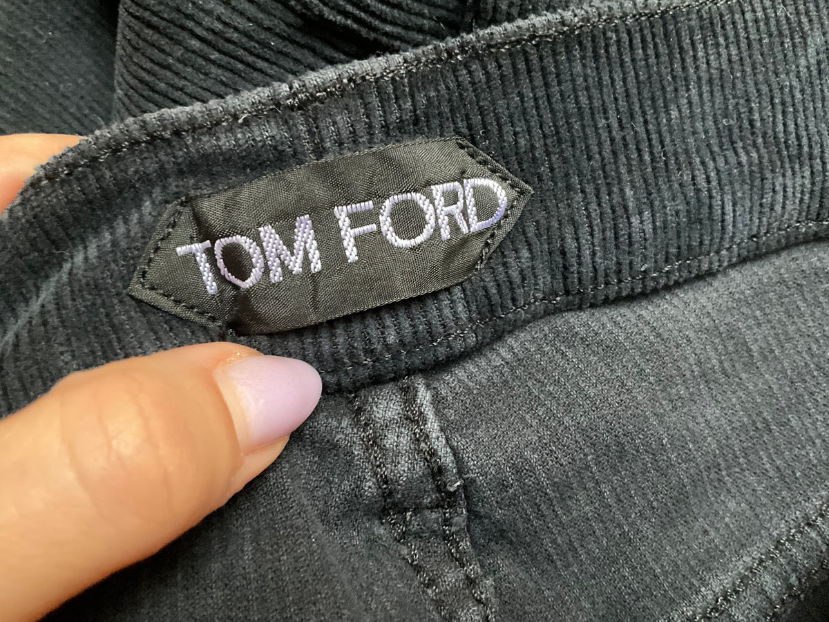 TOM FORD Anthracite SLIM-FIT COTTON-BLEND CORDUROY TROUSERS SIZE 33 MEN