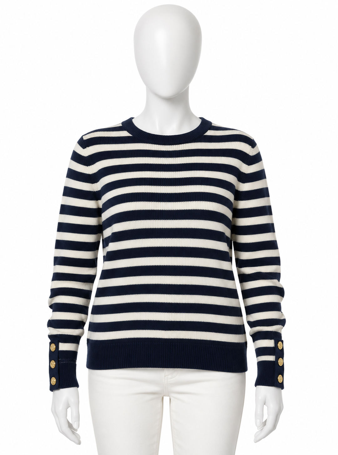 Ralph Lauren Purple Label Women’s Navy & Cream Striped Knit Jumper – Size XS ladies