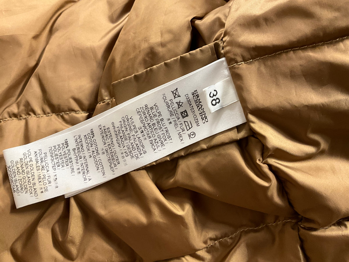 ERMANNO SCERVINO Brown Fur Parka Down Feathers Jacket Size 38 XS ladies