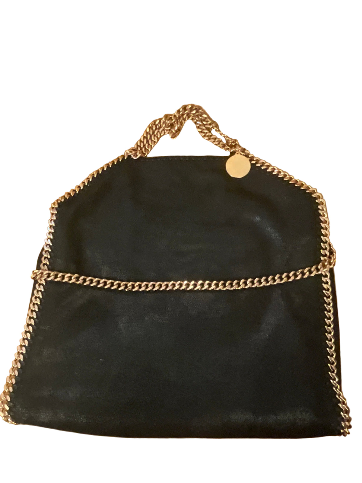 Stella McCartney Falabella Faux Leather Foldover Tote In Black With Gold Chain ladies