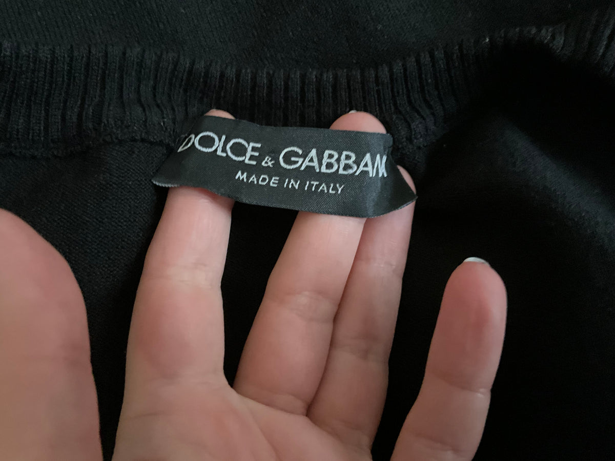 Dolce & Gabbana Black Virgin Wool Scoop Neck Sweater Jumper Pullover I 38 XS ladies