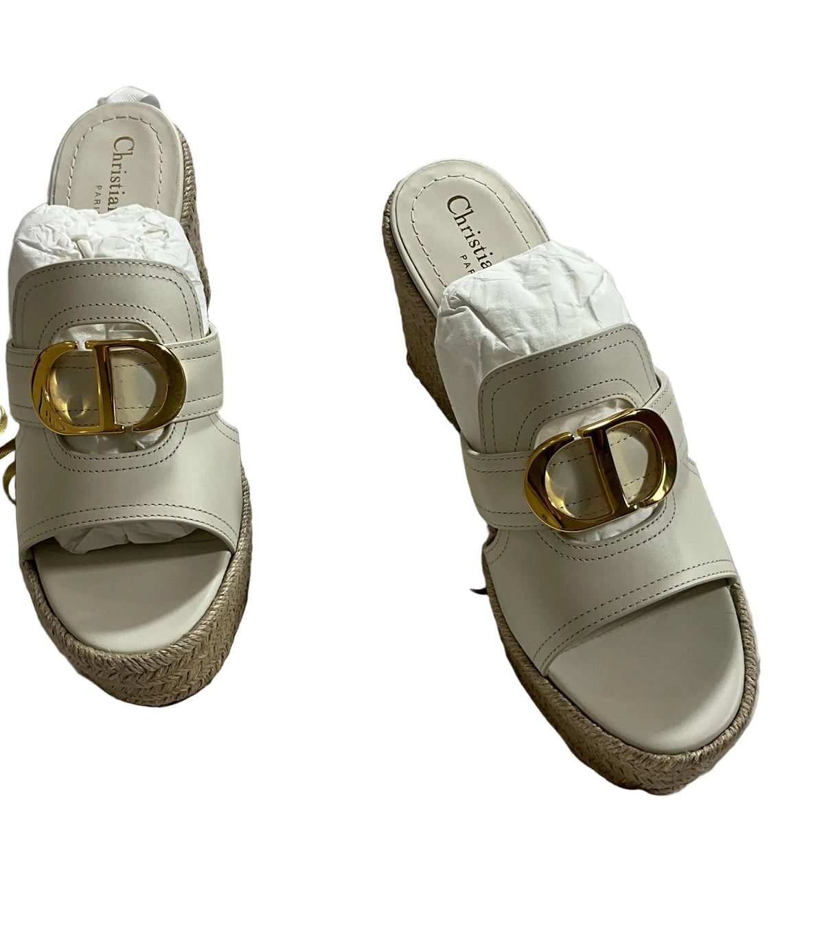 Christian Dior 30 Montaigne Wedge Slide Sandals Size 38 ladies