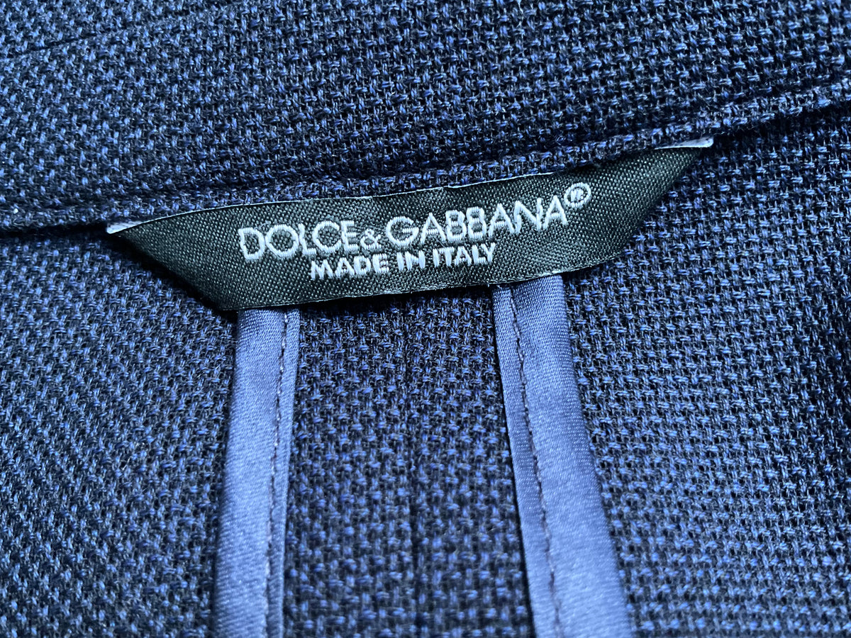 Dolce & Gabbana Men's Blue Taormina Unlined Light Wool Blazer With Double-Breasted Design Size I 48 Men