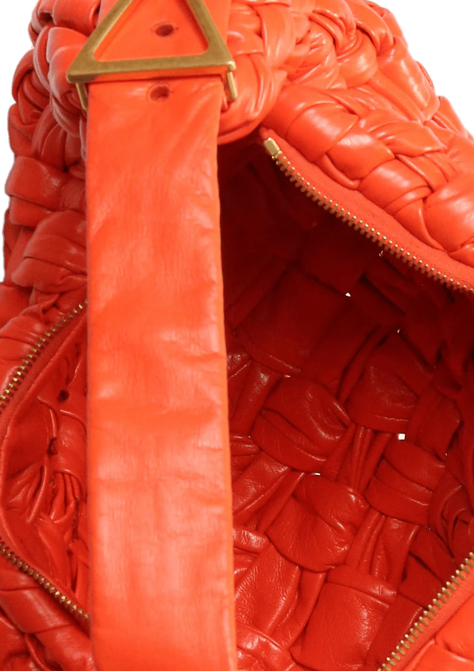 Bottega Veneta Leather Intrecciato Banana Shoulder Bag Orange ladies