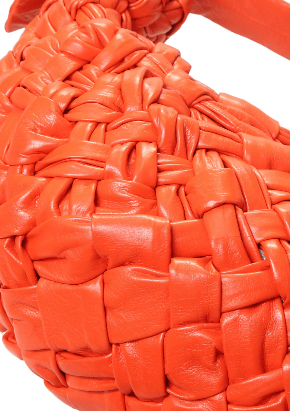 Bottega Veneta Leather Intrecciato Banana Shoulder Bag Orange ladies