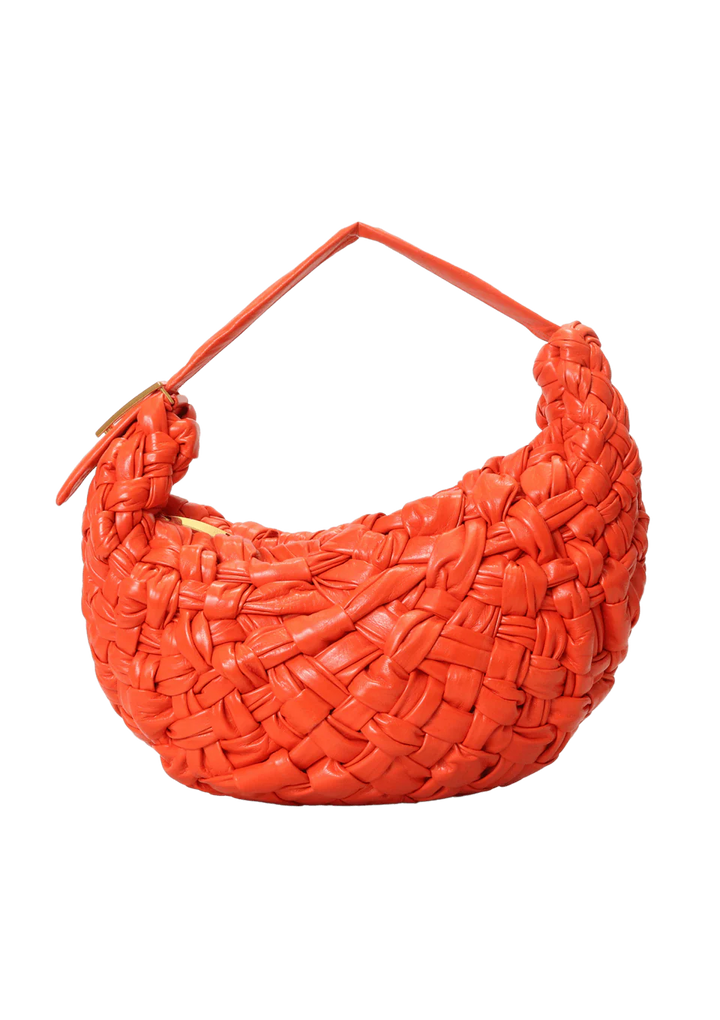 Bottega Veneta Leather Intrecciato Banana Shoulder Bag Orange ladies
