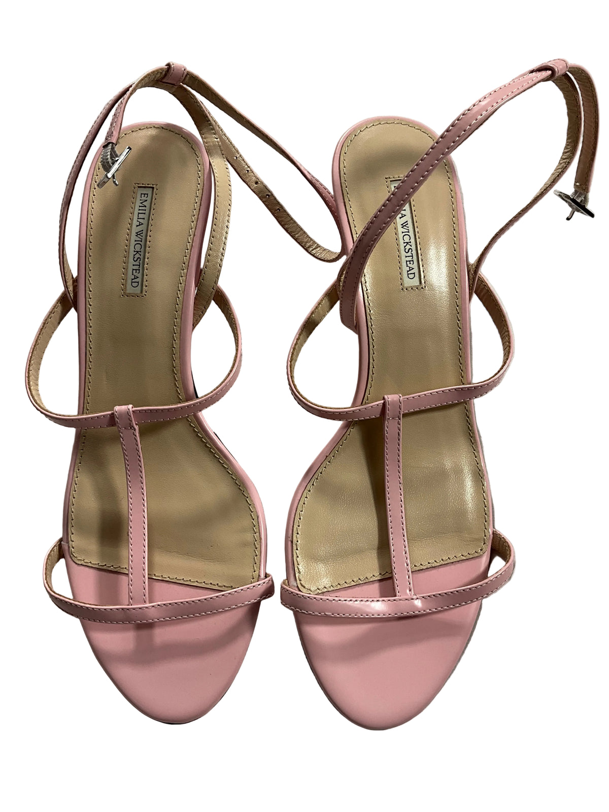 Emilia Wickstead NOVIE KITTEN HEEL IN PINK LEATHER SANDALS SIZE 38 LADIES