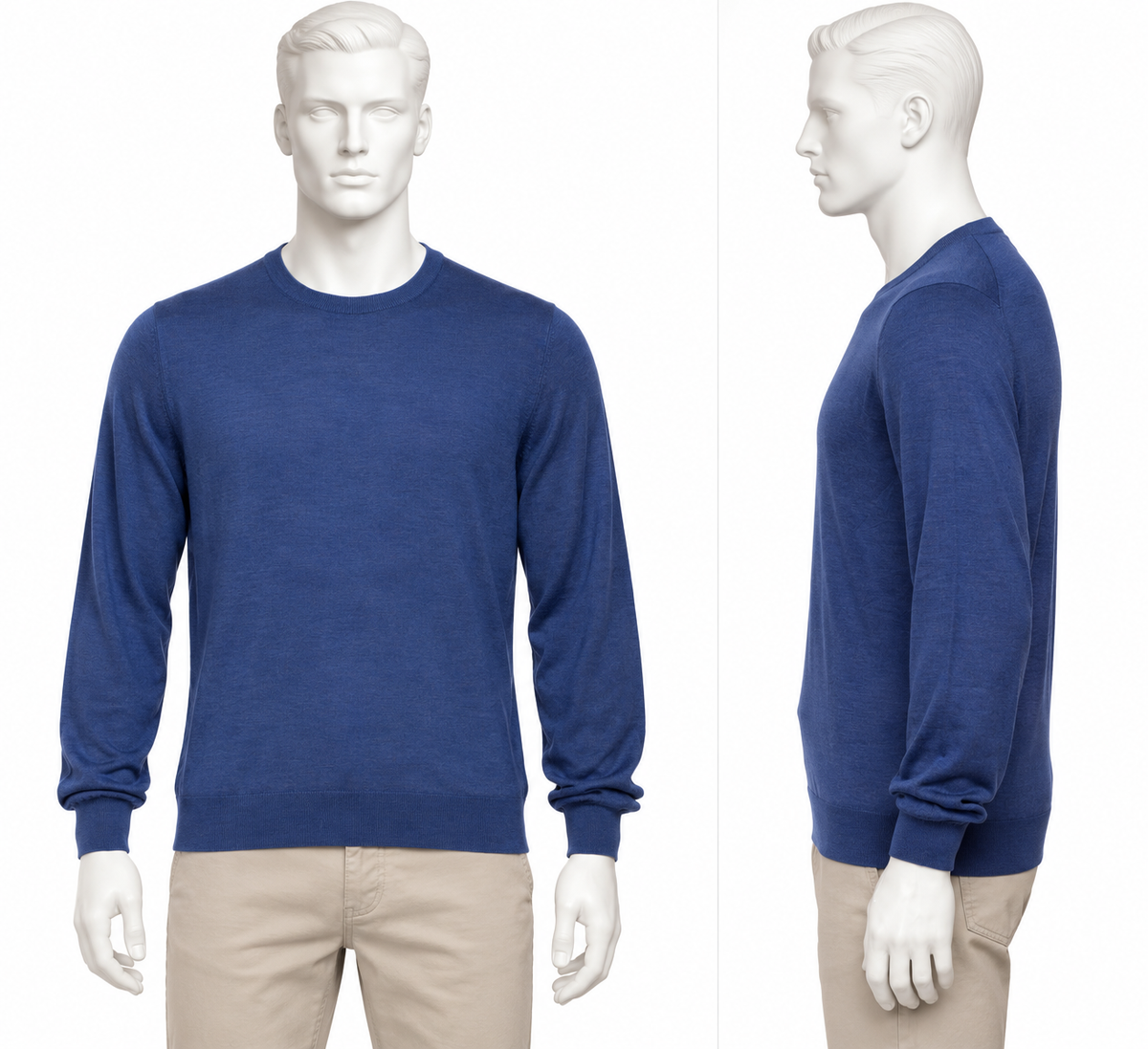 Brunello Cucinelli Blue Cashmere Silk Crewneck Jumper – IT 48 men