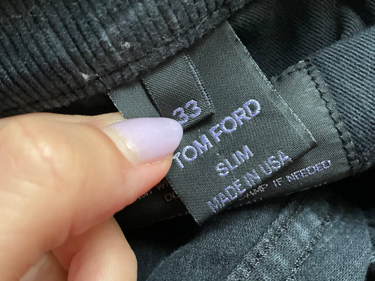 TOM FORD Anthracite SLIM-FIT COTTON-BLEND CORDUROY TROUSERS SIZE 33 MEN