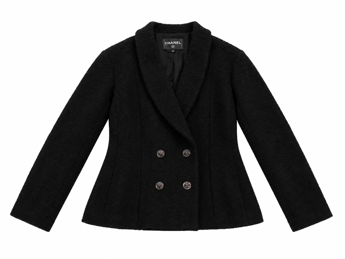 Chanel La Petite Veste Noire Black Bouclé Wool Jacket – Pre-Fall 2022/2023 – Size 40 ladies