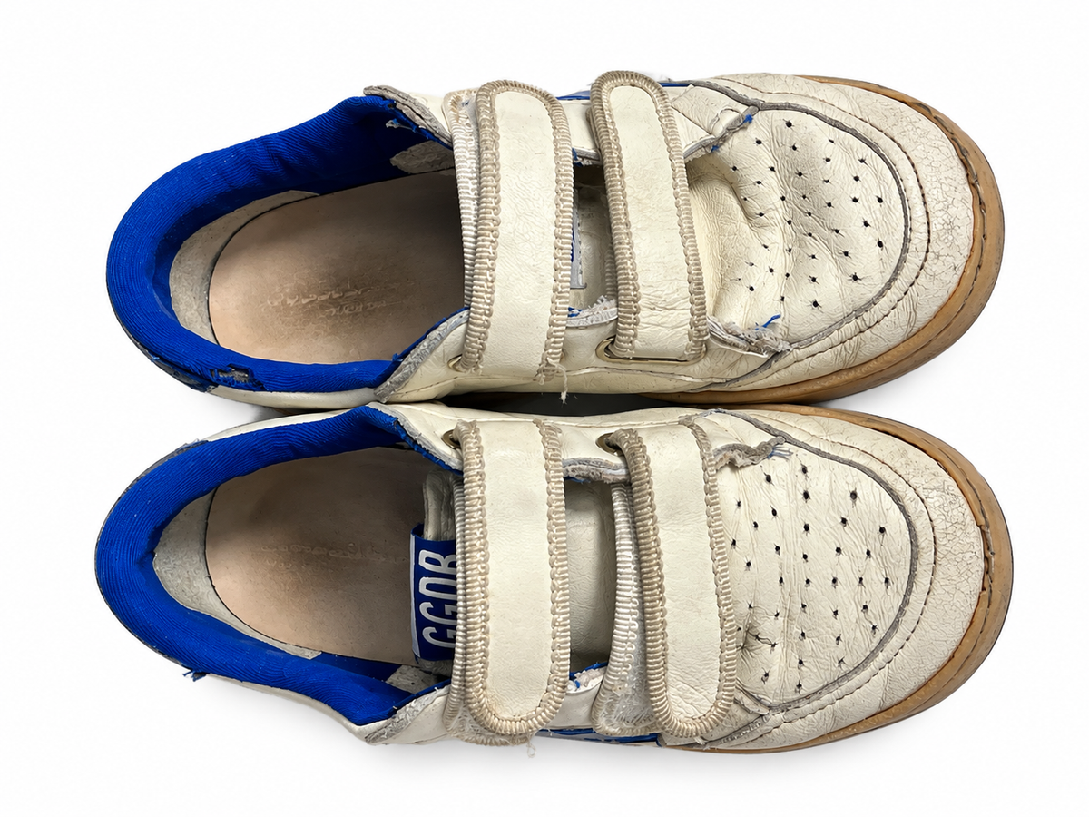 Golden Goose Ball Star Junior Leather Trainers – White & Blue children